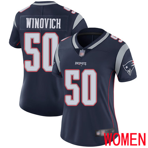New England Patriots Football 50 Vapor Limited Navy Blue Women Chase Winovich Home NFL Jersey